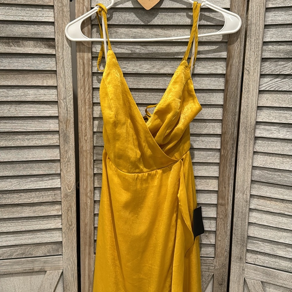 Lulu's Yellow High-Low Ruffle Wrap Maxi Dress - Picture 5 of 12